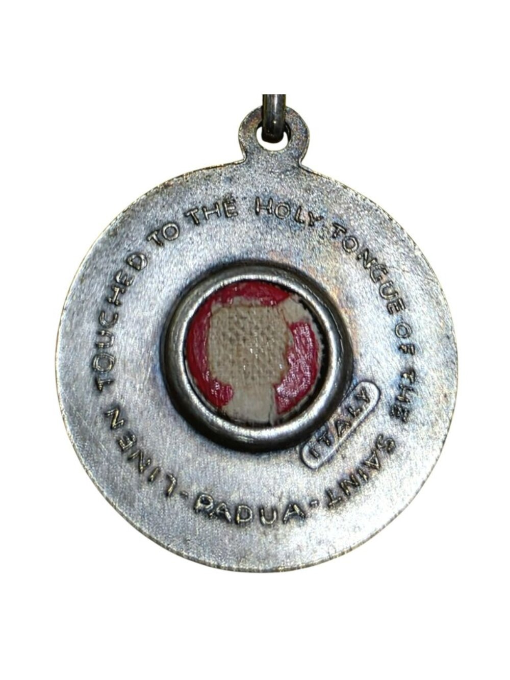 Vintage St Anthony Relic Medal Pendant Holy Tongue Cloth Catholic Padua Italy - Picture 2 of 5